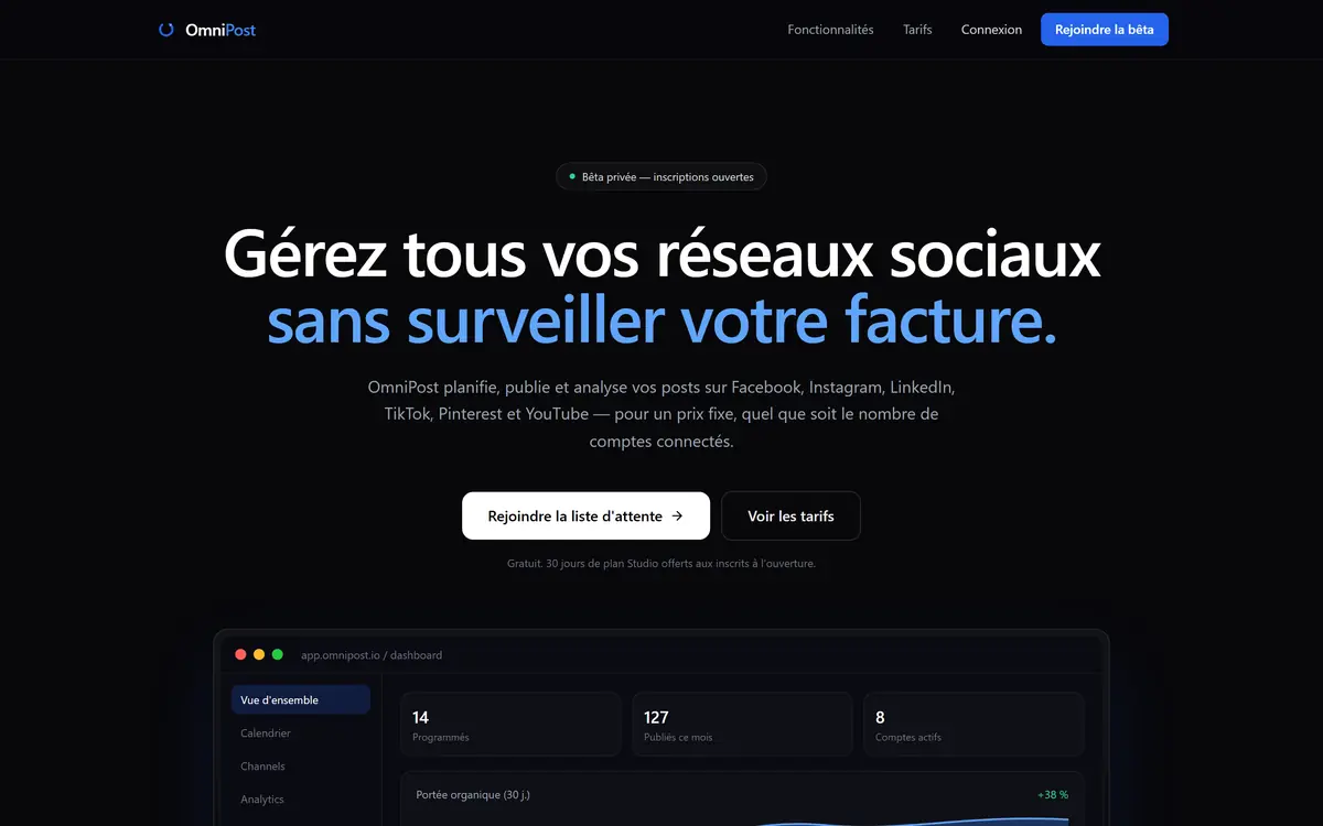 Interface de l'outil de publication OmniPost
